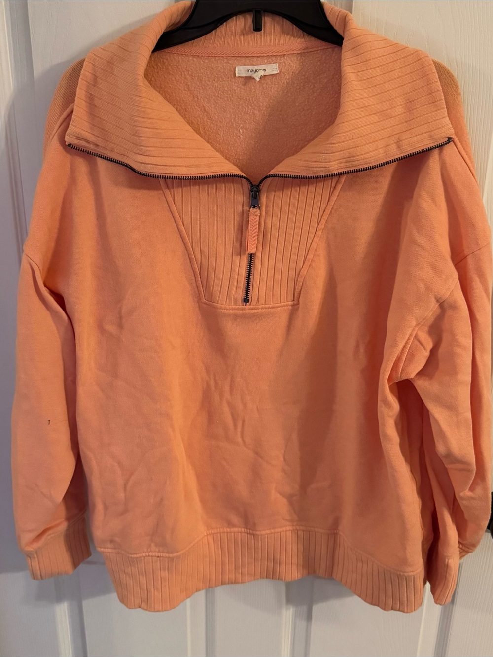 Maurices Peach Zip-Neck Women's Pullover Sweater